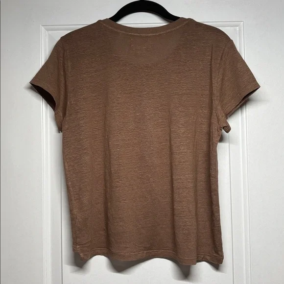 Velvet by Graham & Spencer Casey Linen Knit Crew Neck Tee in Bark - Picture 3 of 7